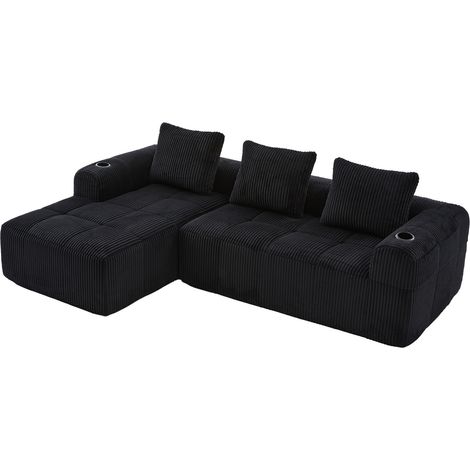 Modulares Sofa aus schwarzem Cord MODENUIT (1/5)