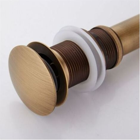 Pop-up Rétro Bouchon Bonde de Lavabo Vidange Clic-clac sans Trop-Plein en Laiton Bronzé Universel Valve Draineur d’Evier Vasque Siphon sans Trou de Débordement Poli- sans Trop-Plein (1/4)