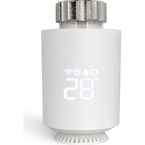 Tête thermostatique connectée intelligente - Accessoire connecté via Wi-Fi pour vos têtes de radiateur - Compatible avec Alexa, Google Assistant et Siri - Économisez de l'énergie (1/5)