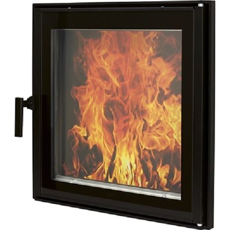 Porte de foyer HTT 603 Noire - Double vitrage (1/2)