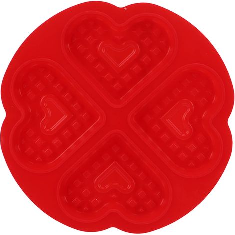 Waffle Silicone Mold Safe Good Elasticity Easy Demoulding DIY Baking Mold for Making Puddings Cake Chocolates4 Grid Heart Shape 58004 (1/5)