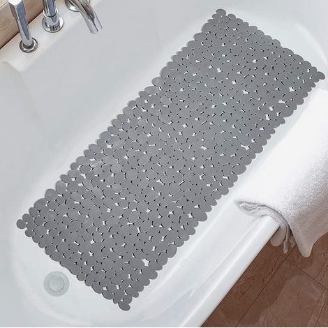 Tappetino per vasca da bagno, tappetino anticaduta con ventosa, tappetino antiscivolo per vasca Pebble, 8840 cm, grigio (1/4)