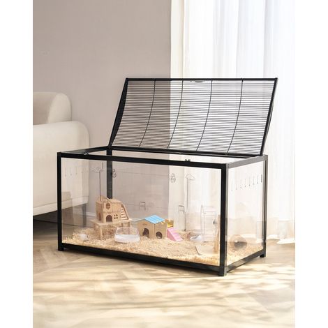 Cage Hamster, 96x47x55 cm, Habitat Rongeurs Transparent de Vue Panoramique 360° avec Porte d'Entrée, Maison Portable Ventilée pour Petits Animaux de Compagnie, Souris, Rats, Cochons d'Inde (1/5)