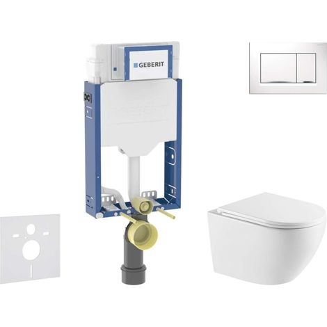 Geberit Kombifix - Set Vorwandelement, Oudee-WC mit Softclose-Sitz und Sigma20-Betätigungsplatte, weiß/Chrom SANI15CA3154