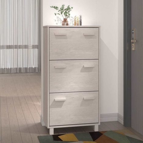 vidaXL Zapatero HAMAR madera maciza de pino blanca 59,5x35x117 cm (1/5)