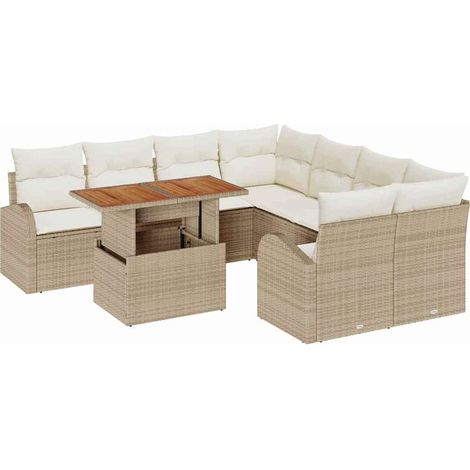 Maison Exclusive - Set Divano da Giardino con cuscino 9 pcs beige e panna