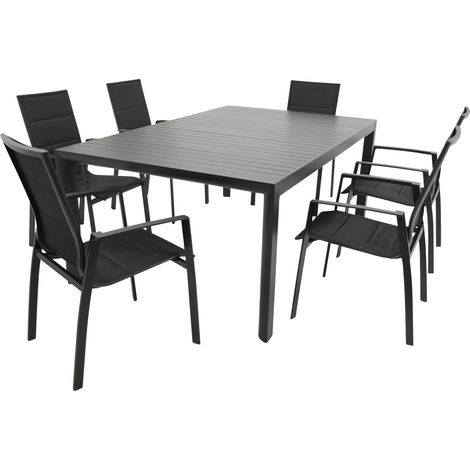 Garnitur LAGOS XL 7-teilig, Alu + Kunstgewebe schwarz