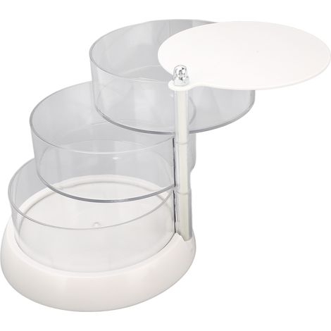 Coffret de rangement bijoux 3 étages rotatif 360°, plateau transparent organisateur accessoires, porte-bijoux tournant, rangement compact pour colliers et boucles d'oreilles. (1/5)