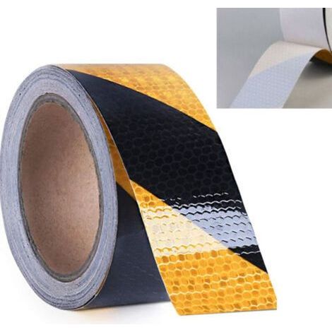 Cinta reflectante fluorescente amarilla de 5 cm con adhesivo 3M resistente a la intemperie para señalización de seguridad. (1/4)