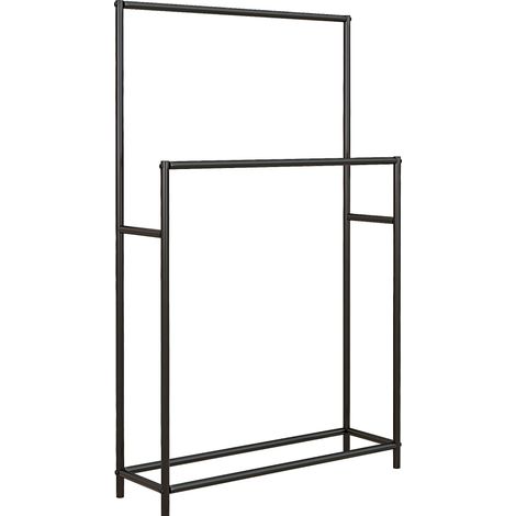 Toallero de pie de metal negro 66 x 20 x 110 cm con 2 barras (1/5)