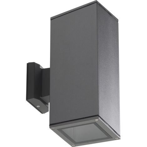 Applicazione murale esterna - Antracite di alluminio - IP54 - 2x60W - Disegno quadrato (1/5)