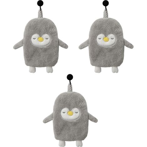 Serviette De Main En Microfibre - 30 X 50 Cm - Avec Anneau De Suspension Et Motif Animal - Pour Enfant Et Salle De Bain - Lot De 2 (1/5)