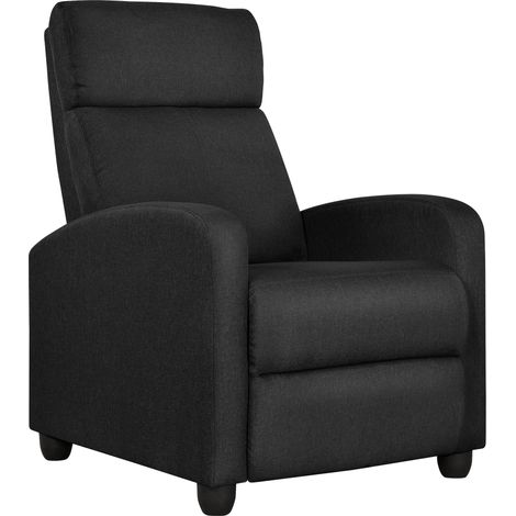 Yaheetech Poltrona Reclinabile Poltrona Relax Lounge Imbottita con Schienale Regolabile Sedia Monoposto con Poggiapiedi da Soggiorno Ufficio Studio Camera da Letto 67 x 85 x 99,5 cm Nero/Tessuto
