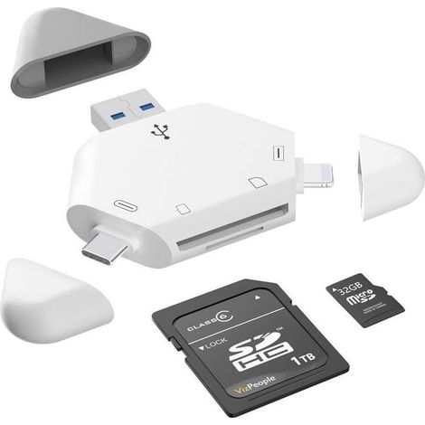 KLVGTIFS PU - Lecteur de Carte SD, Lecteur de Carte mémoire 3 en 1 pour iPhone/iPad, appareils USB C et USB A, Adaptateur de Carte caméra Trail (1/5)