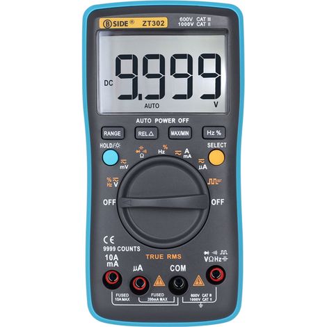 Il multimetro digitale ZT302 misura 9999 conteggi AC/DC, è un amperometro e ha un'uscita a onda quadra.