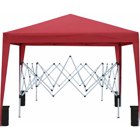 CAIziBarnum pliant 3 x 3 m, imperméable, stable et adapté à l’hiver, avec 4 parois latérales et 4 sacs de sable, protection UV 50+, pliable, idéal pour jardin, fête et camping, armature en acier (bord