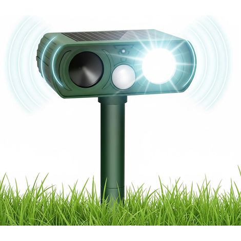 Repulsif Chat Exterieur Solaire, IPX5 Repulsif Chat Ultrason, Effaroucheur Chat Anti Chat Exterieur, Répulsif Chat Extérieur Repousse Les Renards, ratons laveurs, Lapins pour jardin cour pelouse patio (1/5)