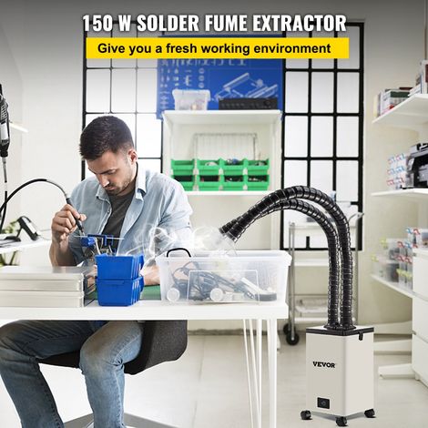 Absorbeur de Fumée 150 W Extracteur de Fumée pour Soudure 4500 tr/min Mini Aspirateur de Fumée 28 x 28 x 43 cm Tuyaux Flexibles Lon… (1/5)