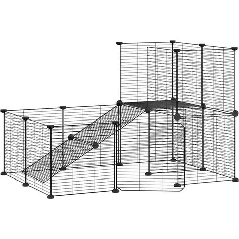 Gabbia per animali con 20 pannelli e porta 35 x 35 cm nera 020041570