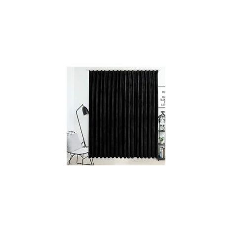 Verdunkelungsvorhang mit Haken, Samt, schwarz, 290 x 245 cm - Crezuo