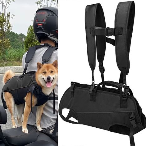 Sac à dos portable pour chien - Sac de vélo et sac de transport en un - Ajustable pour la marche, les voyages et les activités de plein air - L (1/4)