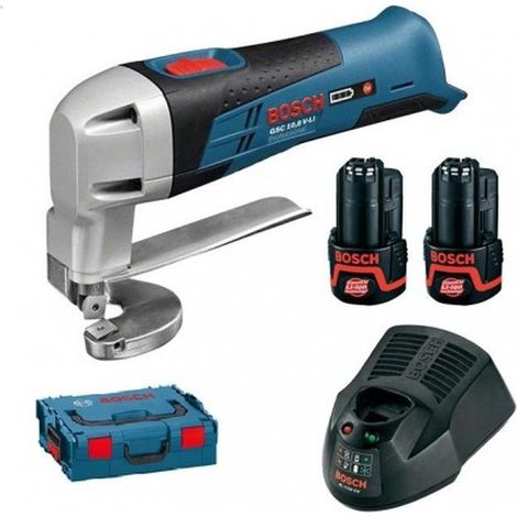 Bosch Professional – Cisaille à tôle sans fil 12V – Capacité de coupe acier 1,3 mm – 3600 courses/min – Poids léger 1,4 kg pour coupes précises - 12V-13