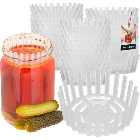KOTARBAU® 36 Pièces Poids de Fermentation - Presse à Cornichons - 82 mm - Grille de Fermentation pour Bocaux - Polypropylène - Transparent - Séparateur pour Bocaux (1/5)