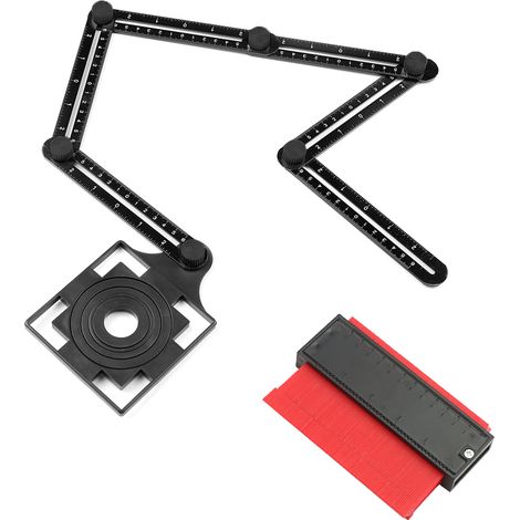 Calibrador universal de ángulos y perfiles de 6 lados – copiador de contornos de 5 pulgadas para perfiles irregulares – regla láser multiángulo de aluminio para profesionales y proyectos de bricolaje. (1/4)