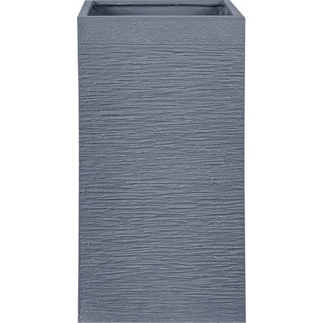 Maceta alta de arcilla para jardín 40 x 40 x 77 cm gris resistente a los rayos UV Dion