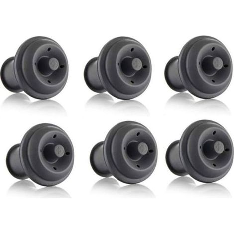 Lot de 6 bouchons vide pour pompe vin conservateurs de vin noirs pour conserver votre vin frais plus longtemps Label (1/3)