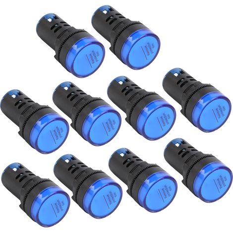 Lot de 10 voyants LED bleus AD16-22DS haute luminosité pour équipements AC/DC 24 V (1/5)