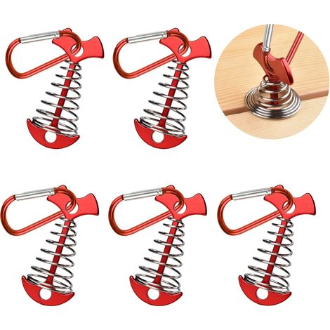5-piece shade sail tensioning kit, aluminum alloy carabiner, camping anchors, tent pegs, spring buckles, hiking and outdoor accessories (1/5)