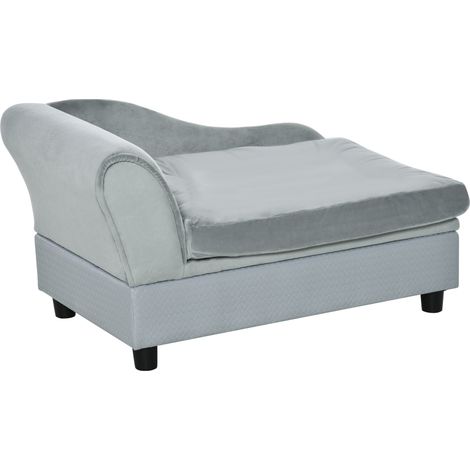 Cuccia Divanetto per Cani con Spazio Portaoggetti e Cuscino 76x45x43 cm Grigio Chiaro (1/5)