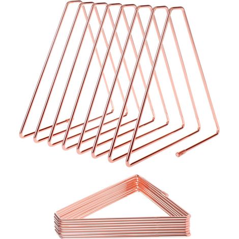 JSSEVN - Metal Bookend, Magazine Rack, Record Holder, Metal Magazine Holder, for Books and Documents in Studies, Bedrooms and Offices (Rose Gold) (1/5)
