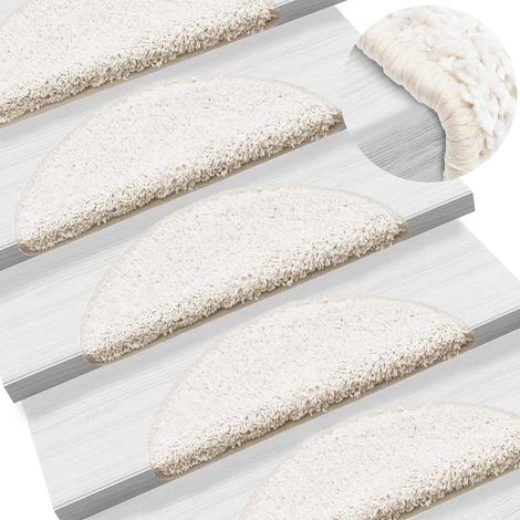 Stair Mats 15 pcs 56x17x3 cm White Half Round vidaXL