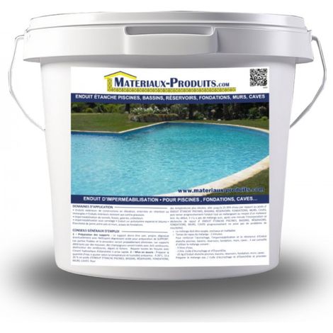 Enduit étanche piscines, bassins, réservoirs, fondations, murs, caves - Seau de 25 kg Blanc - MATPRO