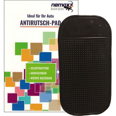 NEMAXX® Antirutsch-Pad Black Gecko 1 Stück - Antirutschmatte Auto Armaturenbrett, Nano Haftpad selbsthaftend ohne Kleber für Handy, Smartphone, Navi, Schlüssel - abwaschbar, schwarz (1/5)
