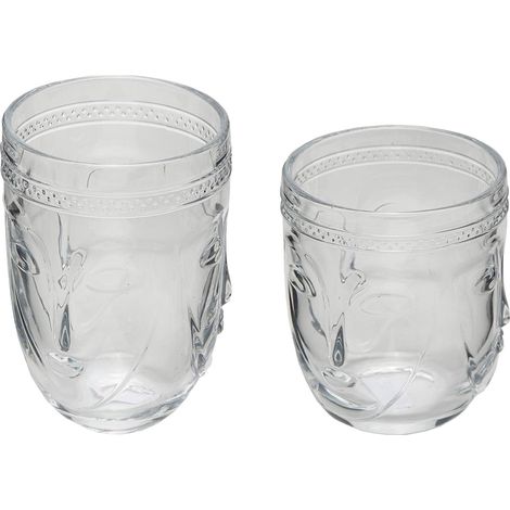 Set 4 Bicchieri in Vetro Trasparente "Visage" Faccia Bombata arredamento moderno -Grande