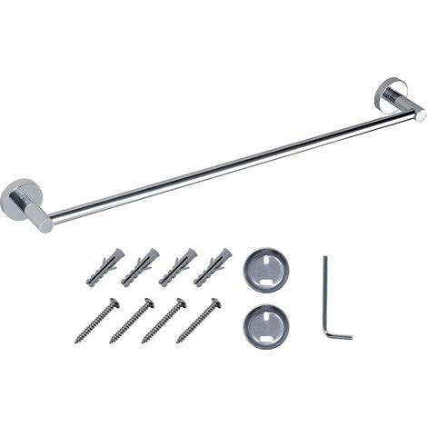 JASSFERRY Wall Mounted Towel Rail 600 mm Single Mount Bath Towel Storage Bar Rod for Bathroom Kitchen Door Chrome (1/5)