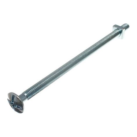 Lot de 10 boulons de toiture plaqués zinc 8 mm x 160 mm avec tête cruciforme et écrou carré