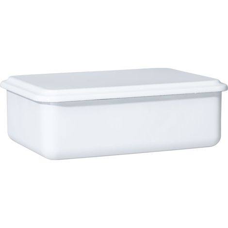 Recipiente Riess con tapa 23x15x7 cm esmaltado blanco resistente al horno