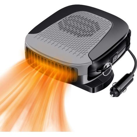 Ventilateur, chauffage et dégivreur de voiture, avec base rotative à 360°, chauffage allume-cigare 12 V, chauffage 12 V, allume-cigare à carburant (gris) (1/5)