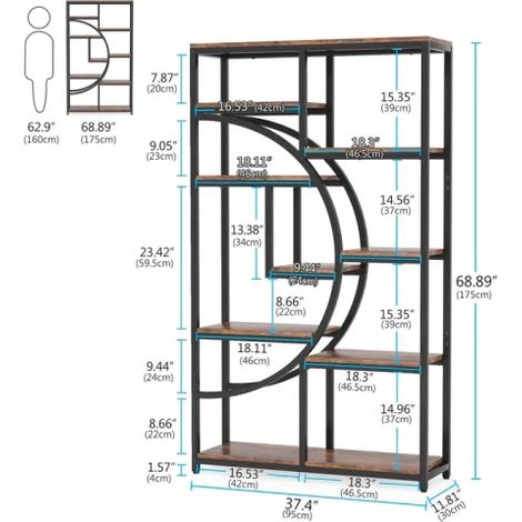 Étagère géométrique design avec 9 casiers ouverts, bibliothèque spacieuse autoportante, meuble de rangement à étagères pour livres et décoration. (1/5)