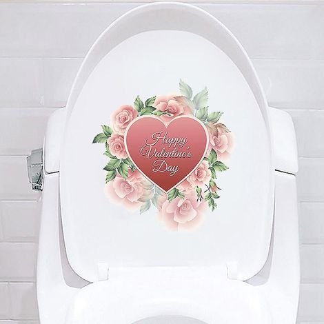 love Flower Slogan Toilet Seat Cover Sticker, Home Decor Wall Sticker (1/5)