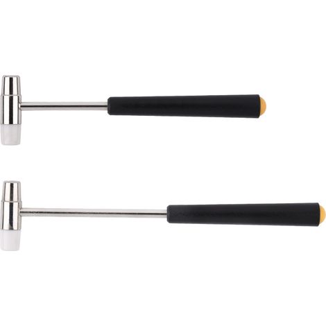 2pcs Petit marteau double tête, 18 cm + 15cm , maillet plastique-métal, bijoux loisirs créatifs, montres, accordage, bois, instruments musique