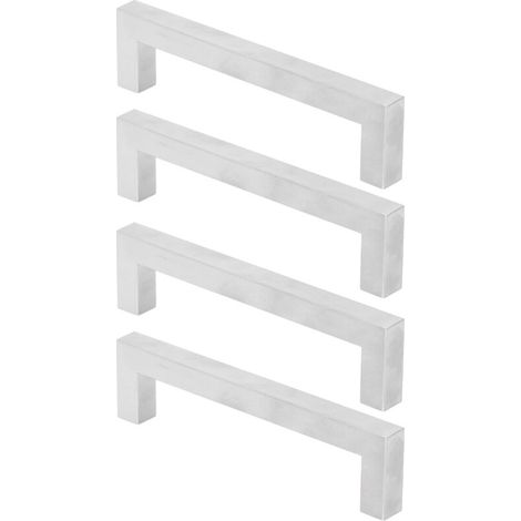 Poignées d'armoire en acier inoxydable 201, 4 pièces, pour portes de meubles, tiroirs de bureau, 12x12x128 (1/5)