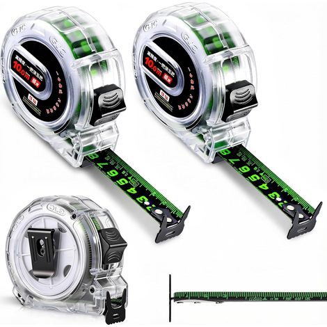 2 PCS Metre Ruban Acier Inoxydable 10 Metre, Rétractable Double Face Gradué, Ruban de Mesure de Précision, Mètre Ruban pour l'industrie de la Menuiserie, Constructeurs et l'Utilisation Domestique (1/5)