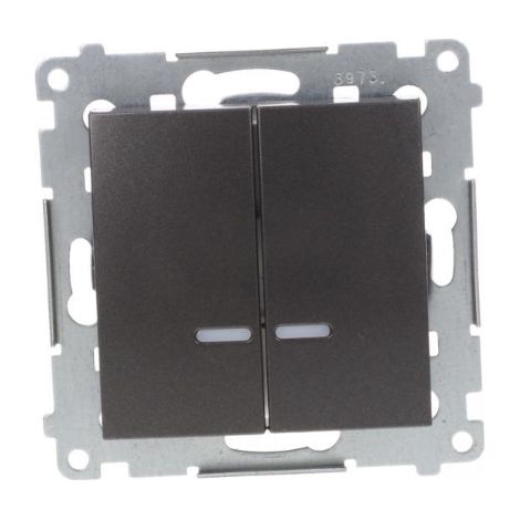Interruttore per lampadario Simon 54 resistente agli spruzzi d'acqua IP44 con illuminazione, connettori rapidi, antracite DW5BL.01/48