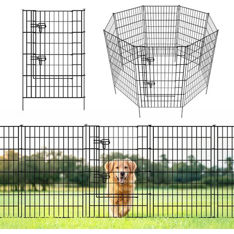 Clôture Décorative de Jardin 5 Panneaux Longueur Totale 3,5m (101 cm H x 71 cm L) - Barrière Pour Animaux de Compagnie en Métal avec 4 Panneaux + 1 Portail Pour Lapins et Patio (1/5)
