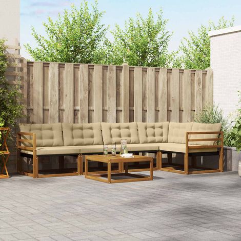 Outdoor-Sofagarnitur mit Kissen 6 pcs Natur und Beige (1/5)